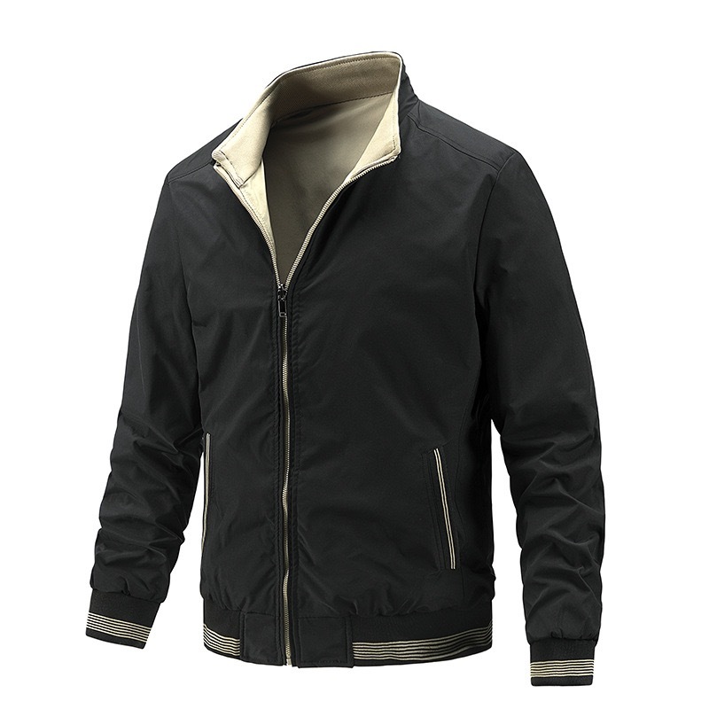 GrogeousBen  Men's Reversible Outdoor Jacket Zipper Waterproof Blank Golf Plus Size Lightweight Windbreaker Bomber Jacket