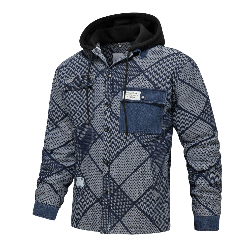 GrogeousBen  Men's Europe and the United States men's coat 2023 new long sleeve hooded thick relaxed men's plush jacket