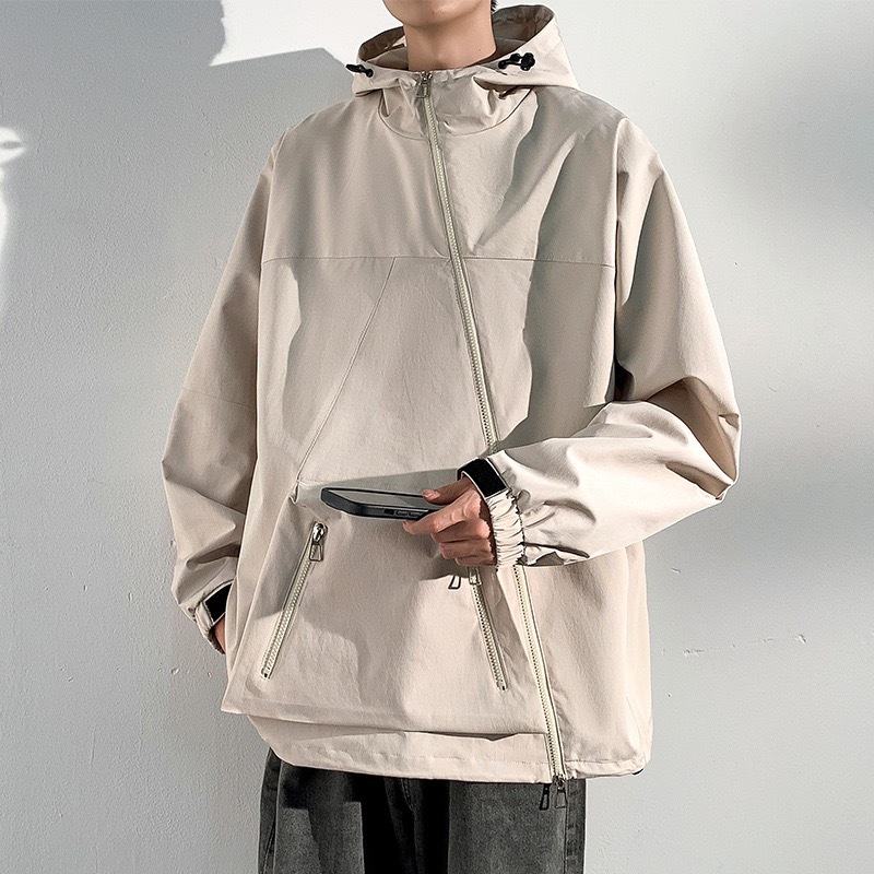 GrogeousBen  Men's Jackets Autumn Outdoor Windbreaker Jacket New Designer Solid Big Pocket Zipper Mens Cargo Trench Jacket coach hombr