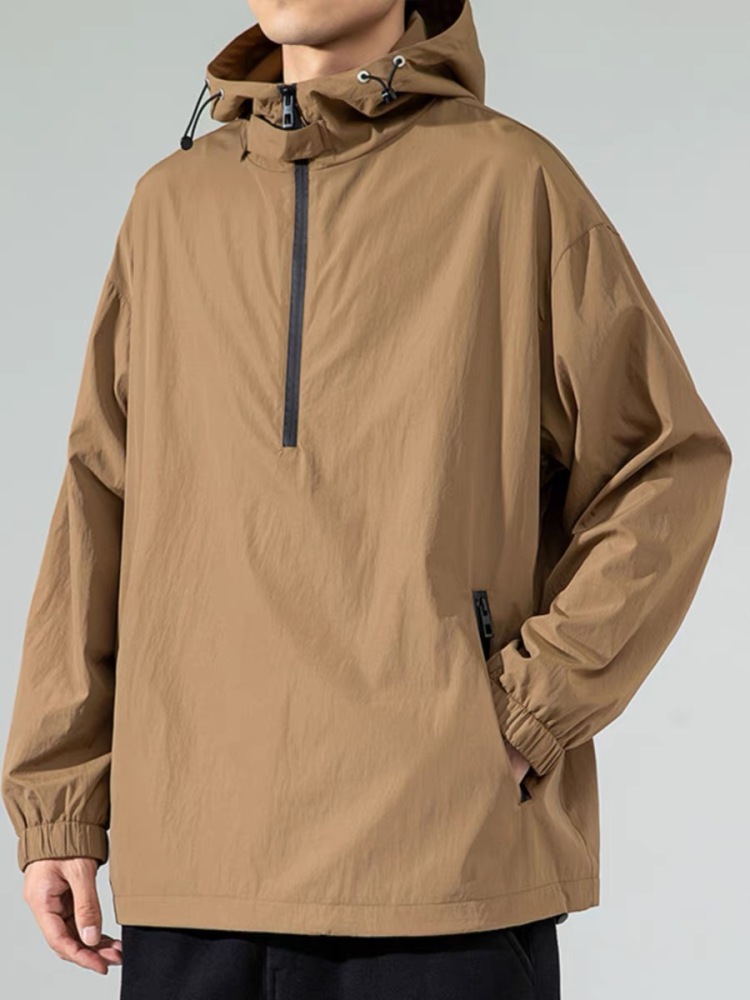 GrogeousBen  Men's Waterproof Rain Jacket Lightweight Hooded Spring Fall Raincoat for Hiking Travel Outdoor