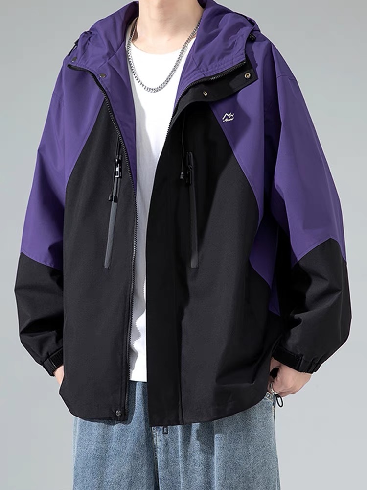 GrogeousBen  Men's contrasting color stormsuit jacket new autumn and winter products functional pocket design outdoor jacket for men