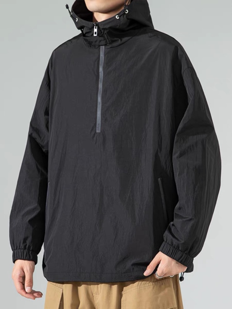 GrogeousBen  Men's Waterproof Rain Jacket Lightweight Hooded Spring Fall Raincoat for Hiking Travel Outdoor
