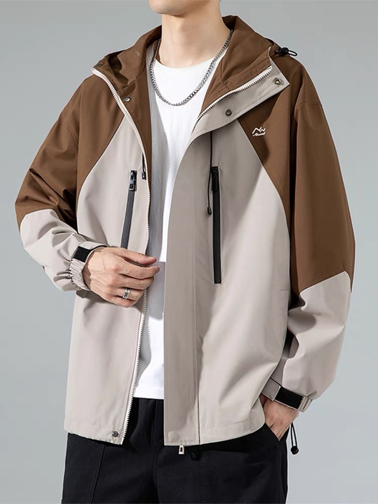GrogeousBen  Men's contrasting color stormsuit jacket new autumn and winter products functional pocket design outdoor jacket for men
