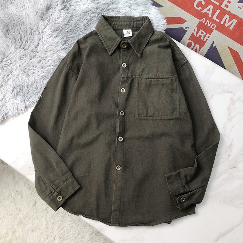 GrogeousBen  Men's New stule Hot Sale  Outdoor Shirt Spring so Solid Color Long Sleeve Shirt Button Up Men Casual Shirts
