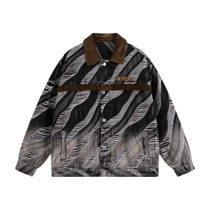 GrogeousBen  Men's Wear Distressed Jean Motorcvcle Designer Plus Size Men Jeans Jacket