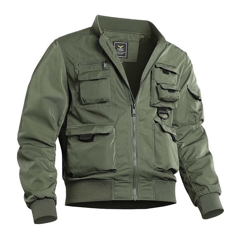 GrogeousBen  Men's Thick winter men stand collar coats High quality pockets racer bike jackets Solid color long sleeves men  jackets