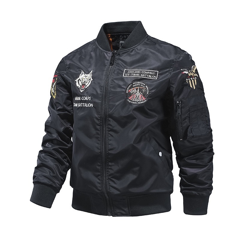 GrogeousBen  Men's bomber jacket custom logo 100% Nylon material Army green and black nasa BOMBER JACKETS men