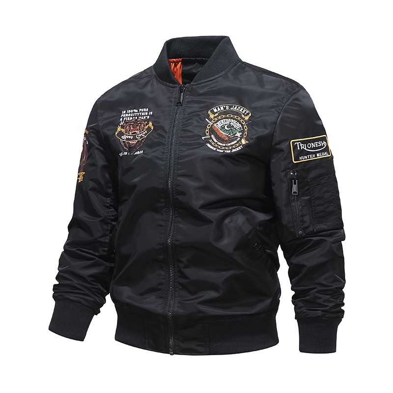 GrogeousBen  Men's Pilot safari varsity Jacket Spring Autumn thin Motorcycle Flight Embroidery Baseball Young Bomber Jacket