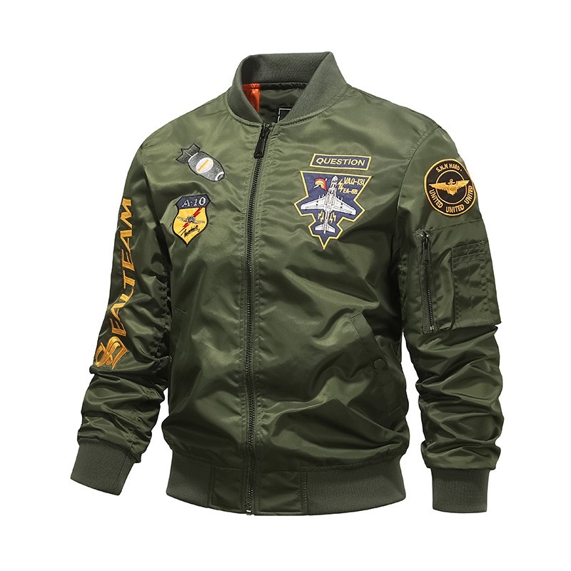 GrogeousBen  Men's airplane embroidery oversized coat cargo jacket baseball jacket