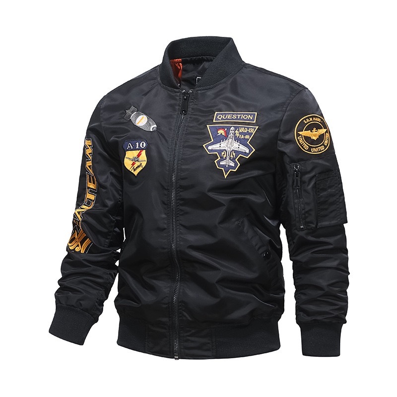 GrogeousBen  Men's airplane embroidery oversized coat cargo jacket baseball jacket