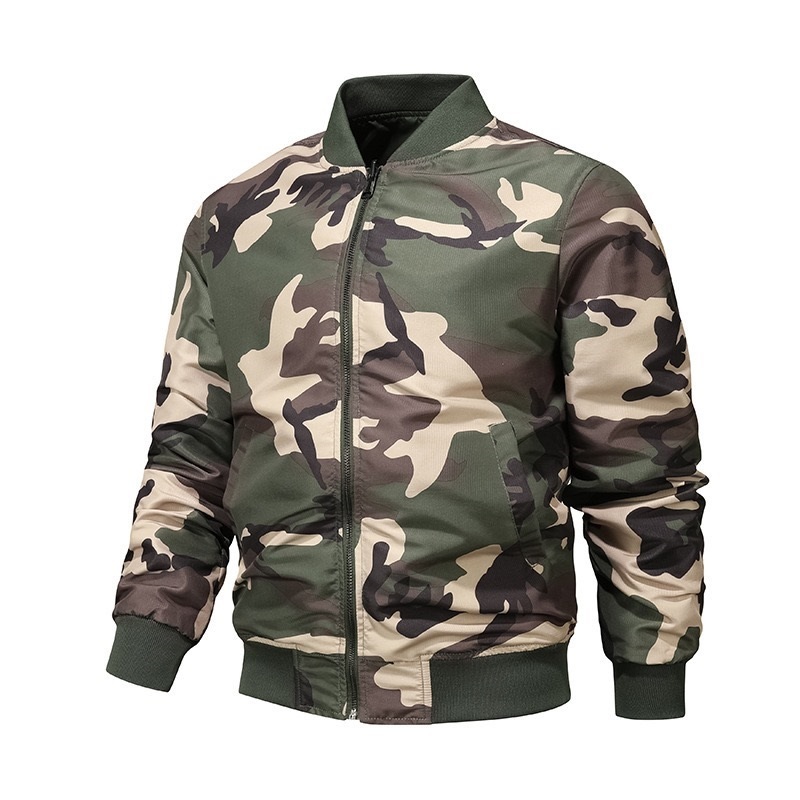 GrogeousBen  Men's New double-sided camouflage autumn and winter jacket men's baseball uniform jacket