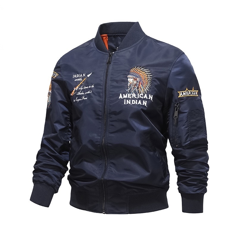 GrogeousBen  Men's Bomber jacket men's heavy industry embroidered baseball jacket large size overcoat cargo Custom jacket