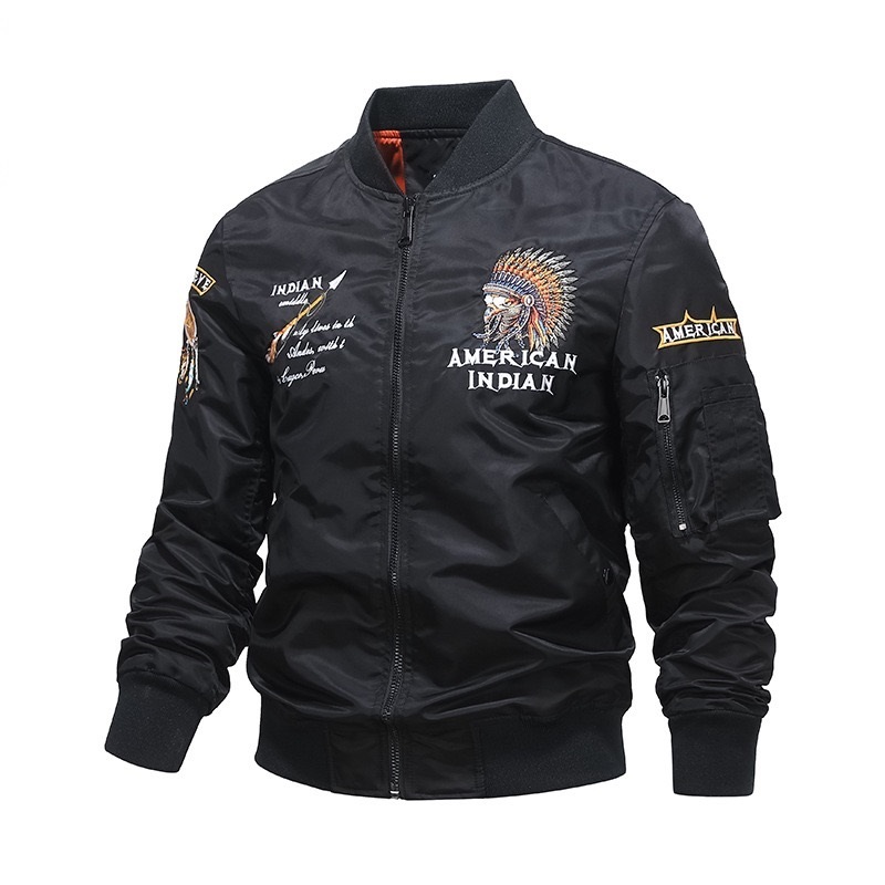GrogeousBen  Men's Bomber jacket men's heavy industry embroidered baseball jacket large size overcoat cargo Custom jacket