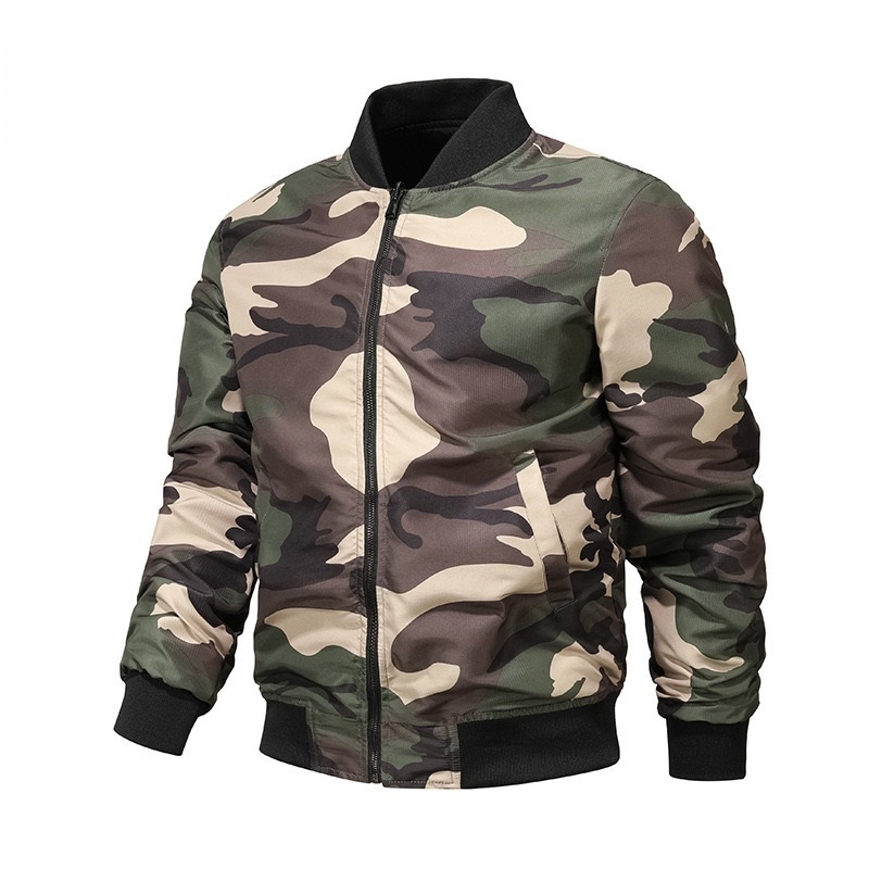 GrogeousBen  Men's New double-sided camouflage autumn and winter jacket men's baseball uniform jacket