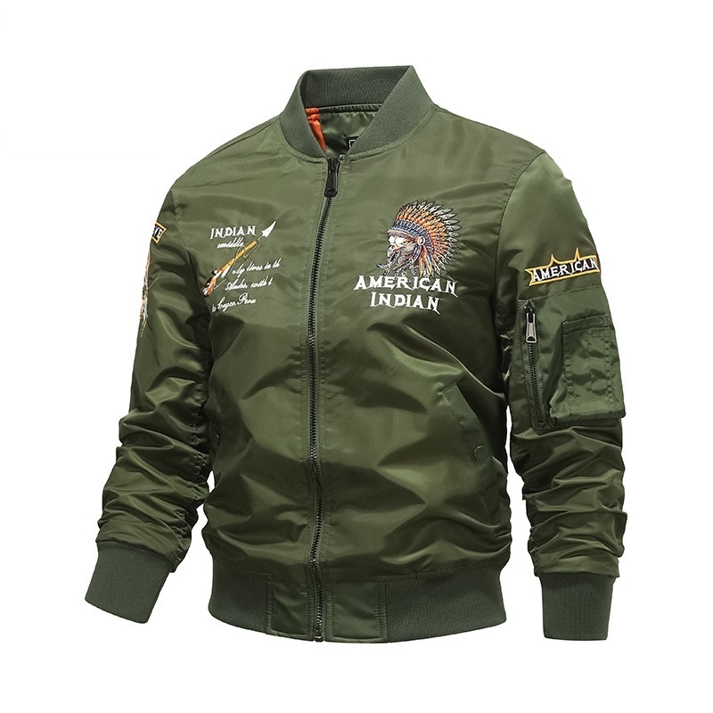 GrogeousBen  Men's Bomber jacket men's heavy industry embroidered baseball jacket large size overcoat cargo Custom jacket