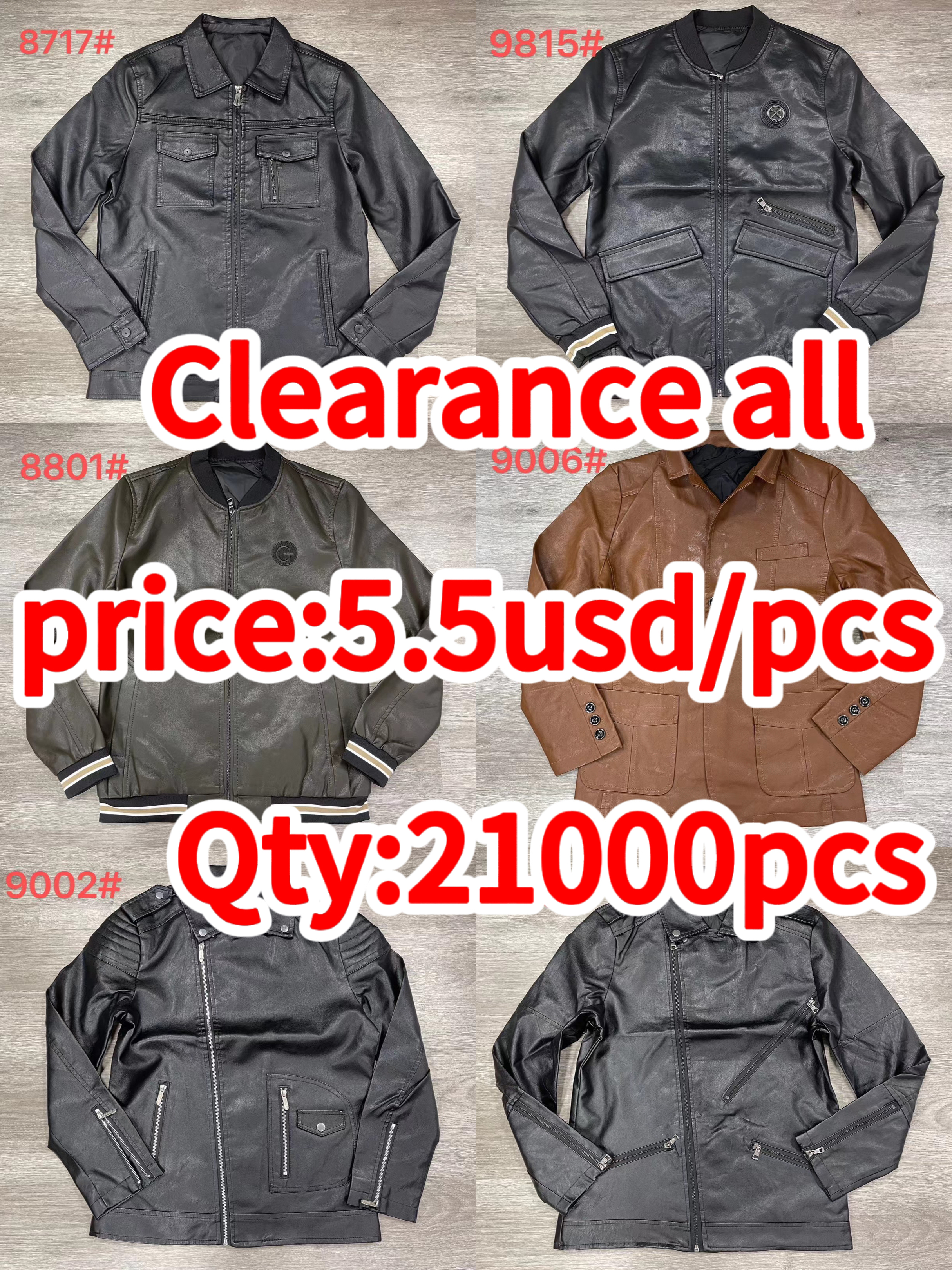Clearance sale- Men's High Quality Men Winter fashion Leather Jacket for men casual wear factory price