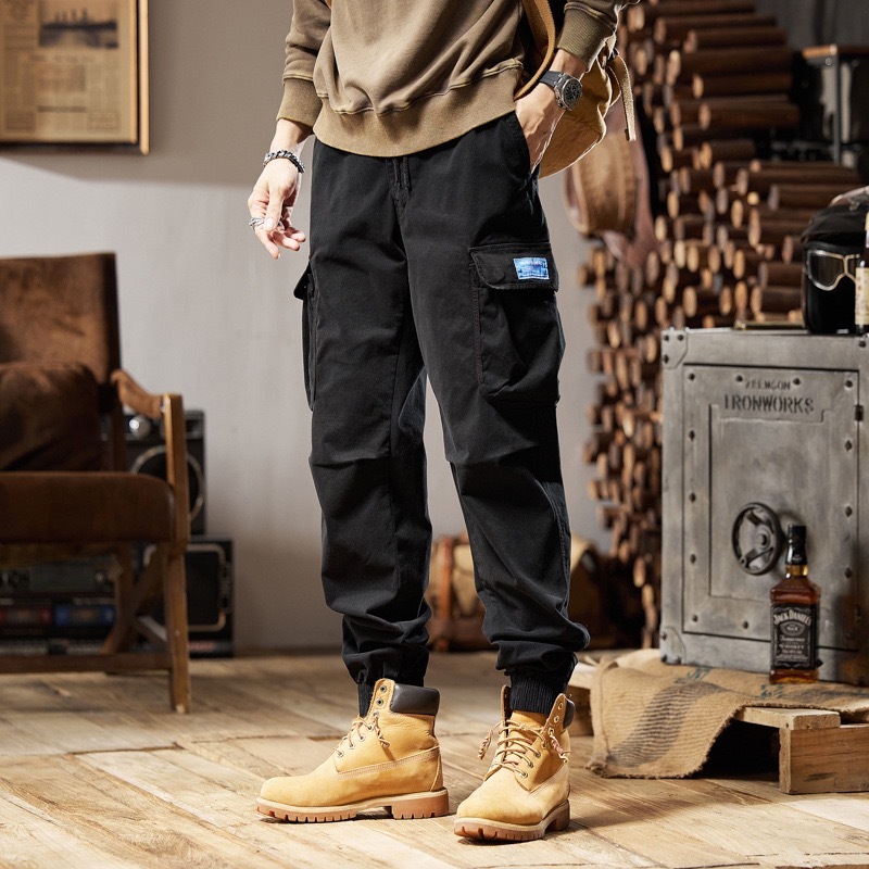GrogeousBen  Men's Street fashion with multiple pockets for men's workwear pants new fashion men's jogging pants