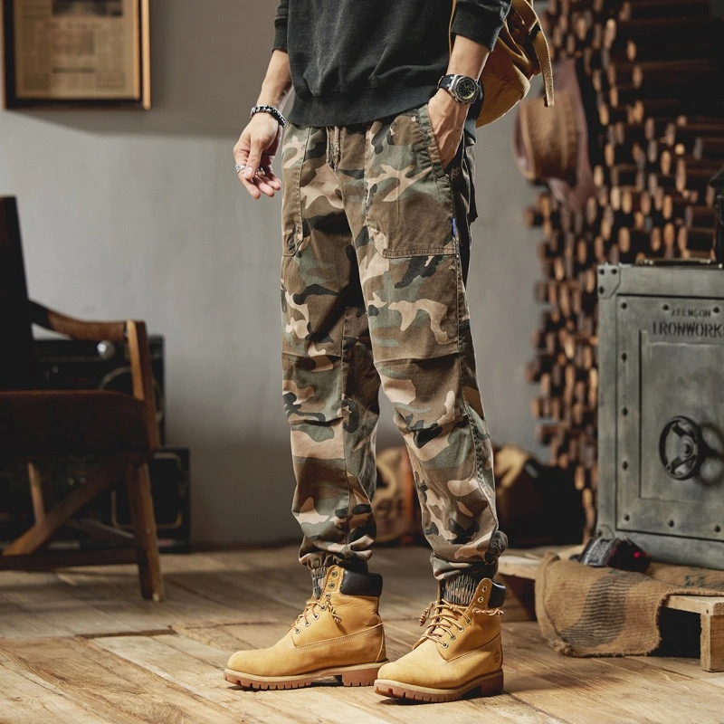 GrogeousBen  Men's autumn Cargo pants Men's multi pocket loose student casual pants Men's bound work pants Sports