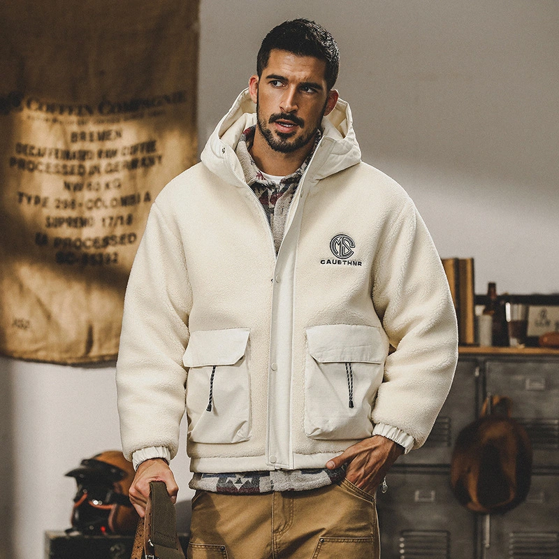 GrogeousBen  Men's High Quality Customized New Casual Fashion Versatile Lamb Cashmere Jacket Men's Winter Jacket