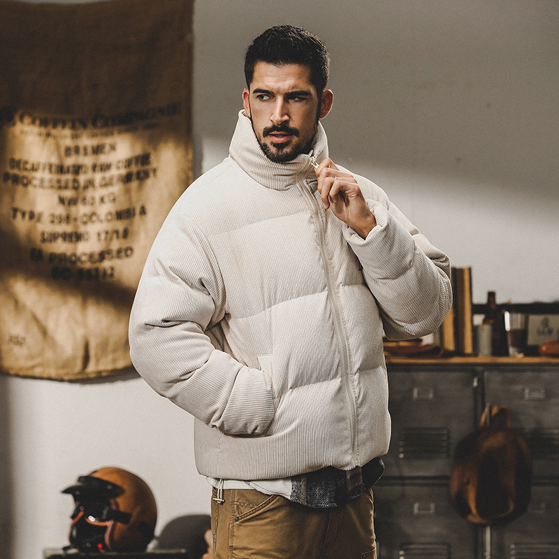 GrogeousBen  Men's American heavy texture stand collar down jacket men winter warm thick brand short bread coat coat