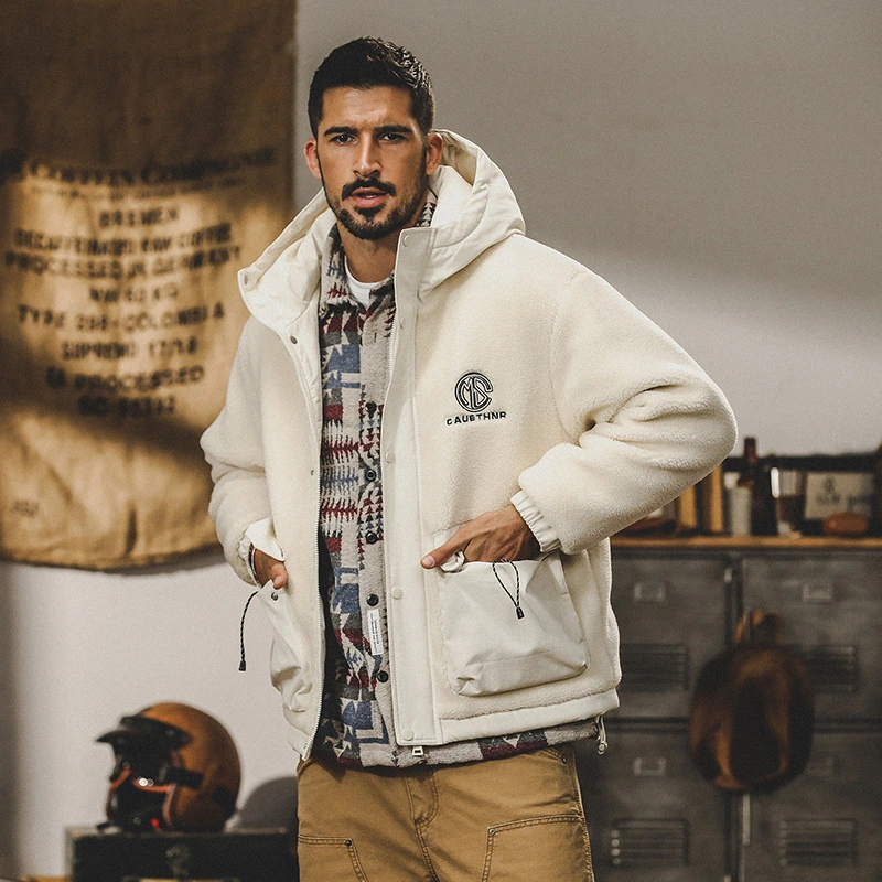 GrogeousBen  Men's High Quality Customized New Casual Fashion Versatile Lamb Cashmere Jacket Men's Winter Jacket