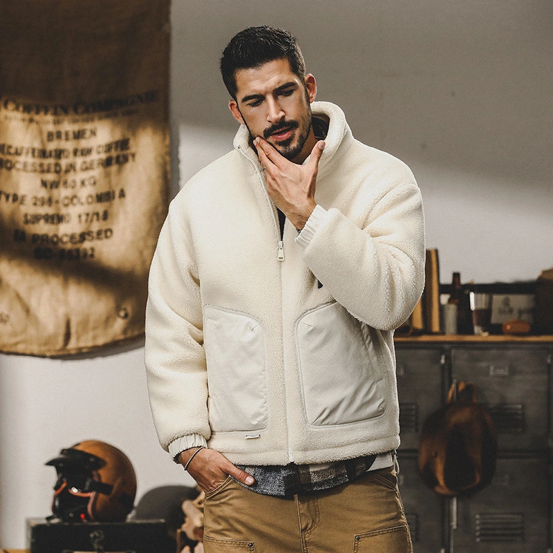 GrogeousBen  Men's High quality Lamb wool coat men's autumn and winter new cotton clothes men's grain cashmere cotton clothes