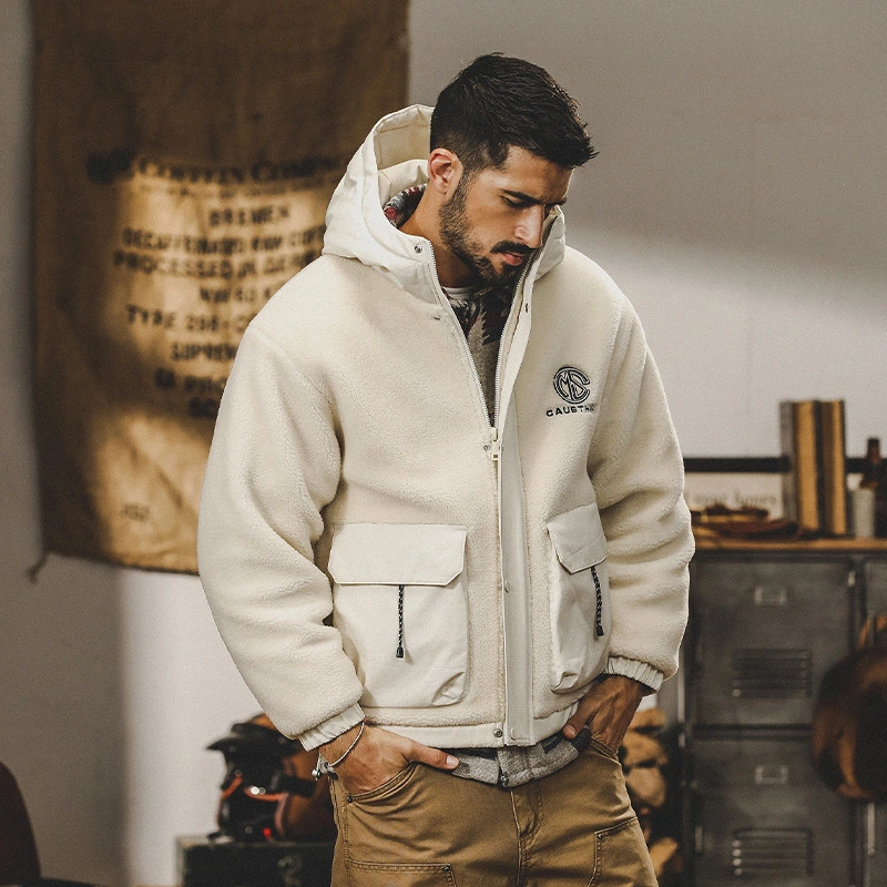 GrogeousBen  Men's High Quality Customized New Casual Fashion Versatile Lamb Cashmere Jacket Men's Winter Jacket