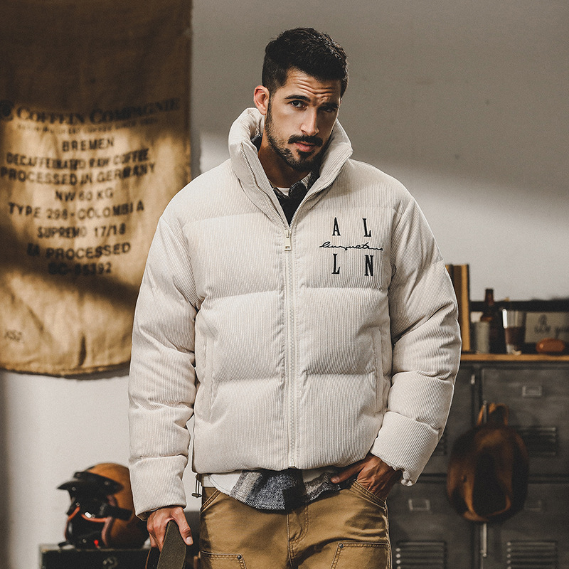 GrogeousBen  Men's American heavy texture stand collar down jacket men winter warm thick brand short bread coat coat