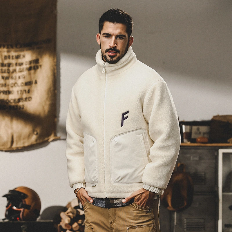GrogeousBen  Men's High quality Lamb wool coat men's autumn and winter new cotton clothes men's grain cashmere cotton clothes
