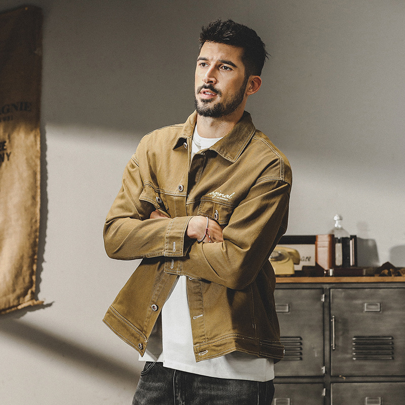 GrogeousBen  Men's American heavy retro overalls jacket men's autumn and winter style trendy loose casual tough guy hunting jacket men