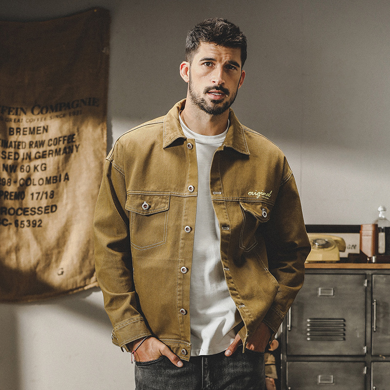 GrogeousBen  Men's American heavy retro overalls jacket men's autumn and winter style trendy loose casual tough guy hunting jacket men