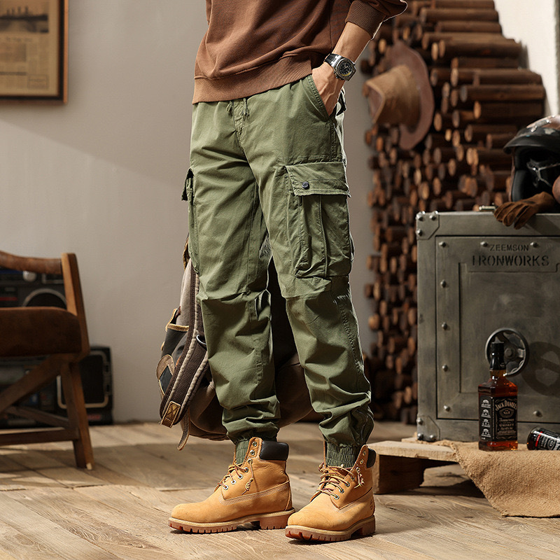 GrogeousBen  Men's  New Design Simple Style Color Multi Pockets Sports Sweatpants Men Cargo Autumn Casual Joggers Pants