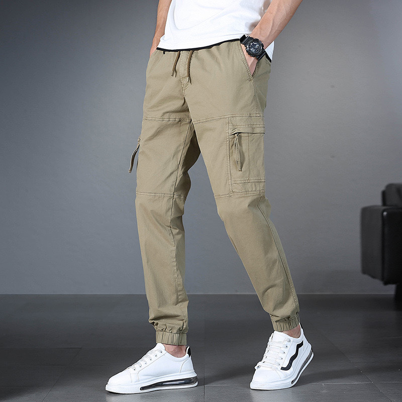 GrogeousBen  Men's casual straight streetwear outdoor camping multi pockets vintage trousers harem cargo pants for men
