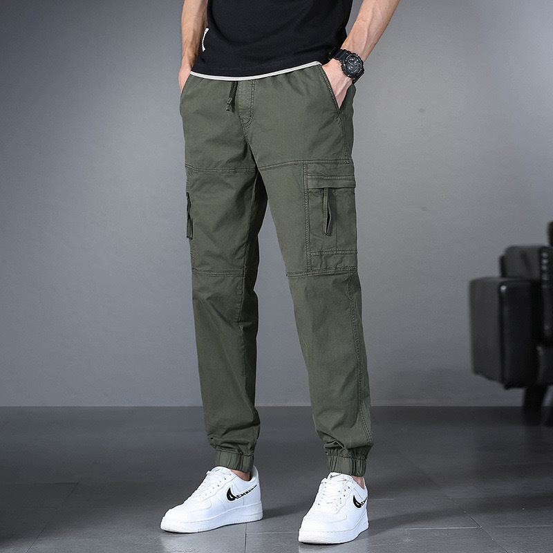 GrogeousBen  Men's casual straight streetwear outdoor camping multi pockets vintage trousers harem cargo pants for men