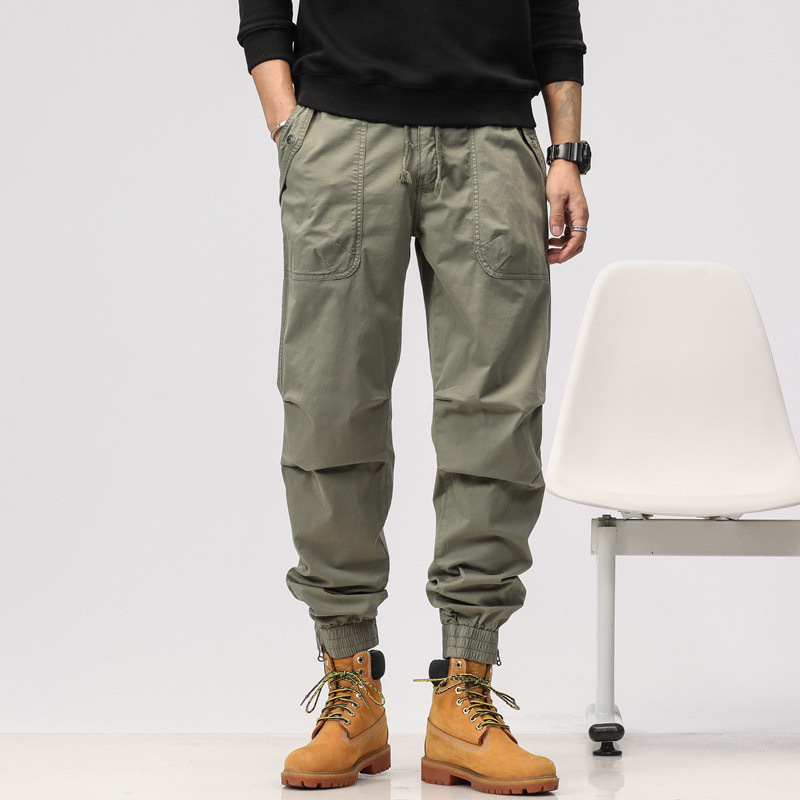 GrogeousBen  Men's High Quality Casual Solid Color Multi Pockets Slim Fit Men Cargo Pants Straight Trousers