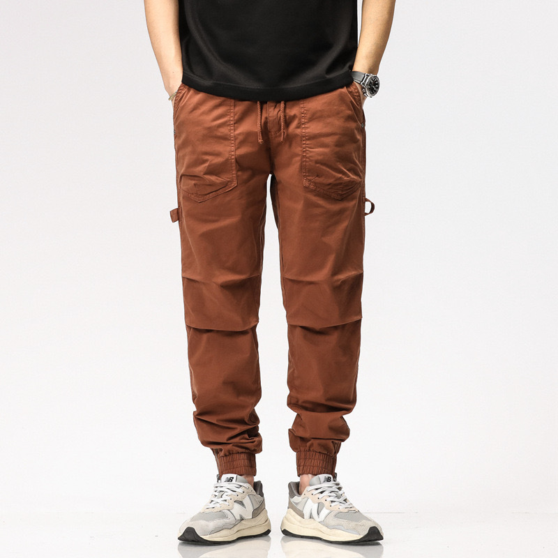 GrogeousBen  Men's High Quality Casual Solid Color Multi Pockets Slim Fit Men Cargo Pants Straight Trousers
