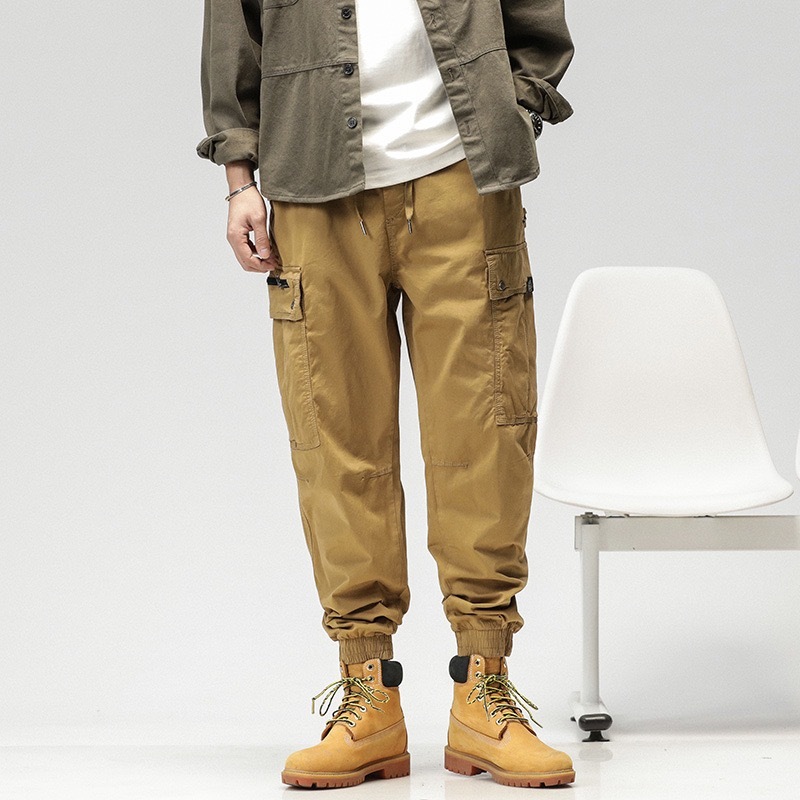 GrogeousBen  Men's Cost-effective work trousers men cotton casual jogger men hard-wearing breathable Khaki cargo trouser