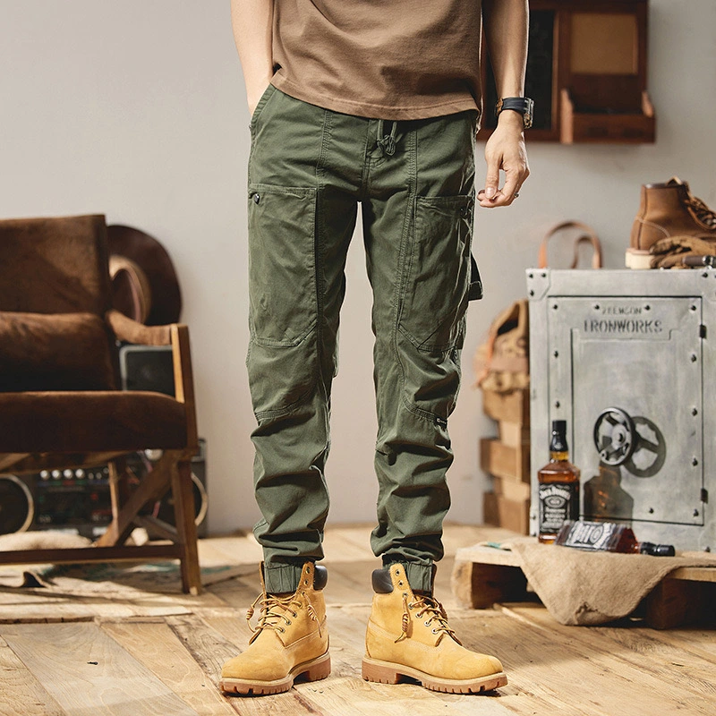 GrogeousBen  Men's  2023 New Design Simple Style Color Multi Pockets Sports Sweatpants Men Cargo Autumn Casual Joggers Pants