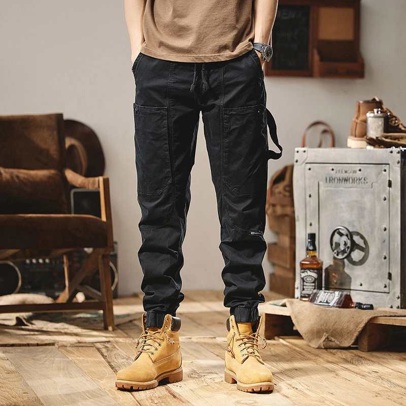 GrogeousBen  Men's  2023 New Design Simple Style Color Multi Pockets Sports Sweatpants Men Cargo Autumn Casual Joggers Pants