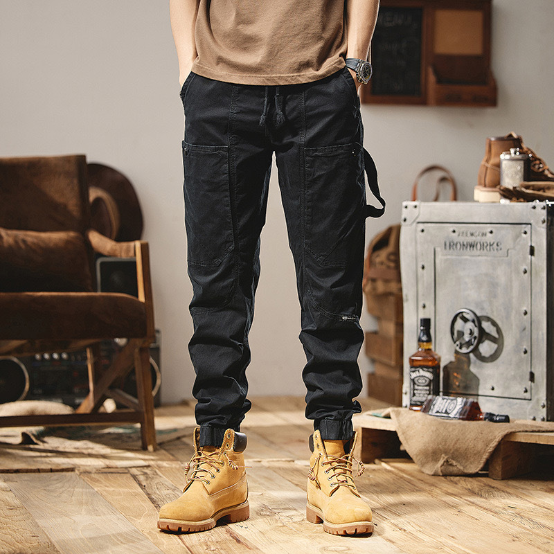 GrogeousBen  Men's  2023 New Design Simple Style Color Multi Pockets Sports Sweatpants Men Cargo Autumn Casual Joggers Pants