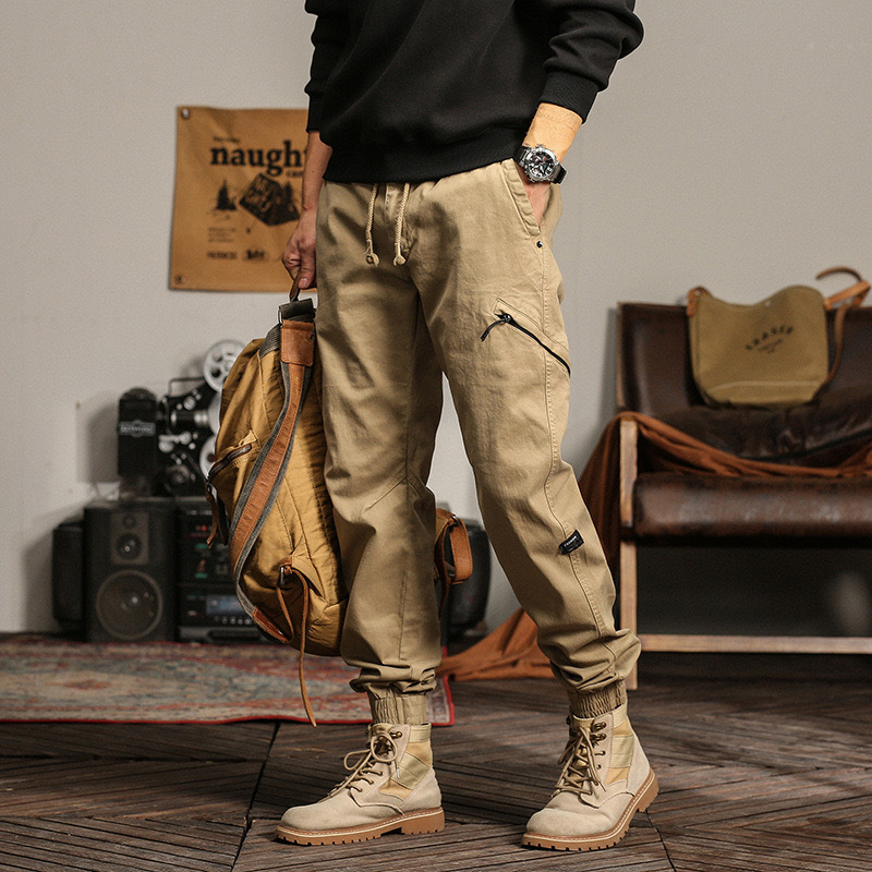 GrogeousBen  Men's new fashion men cargo jogger pants casual cotton men pocket zipped track pants men joggers