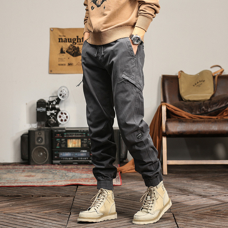 GrogeousBen  Men's new fashion men cargo jogger pants casual cotton men pocket zipped track pants men joggers