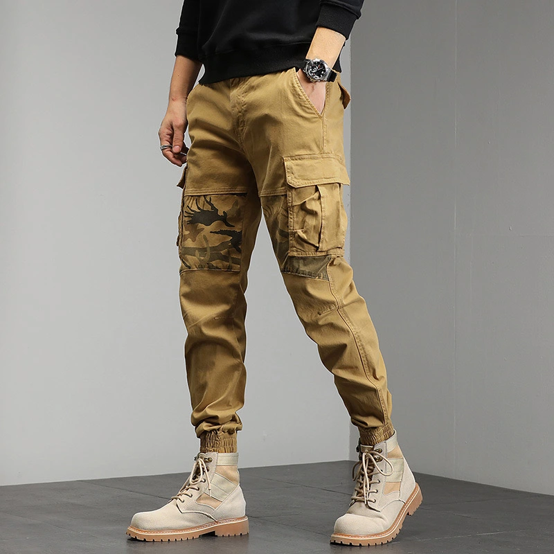 GrogeousBen  Men's New Workwear Pants Small Feet  Handsome Loose Fit Casual Multi Pocket Trendy Men's Pants