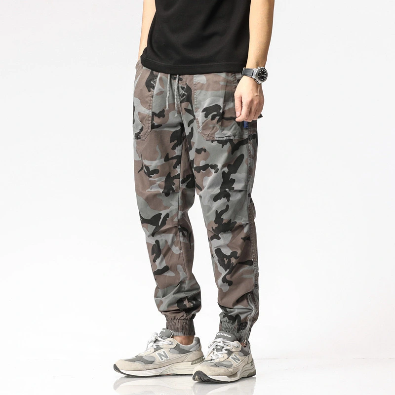 GrogeousBen  Men's Camouflage Cargo Jeans for Men High Street Fashion Loose Streetwear Minority Design Sense Men's Drawstring Jeans