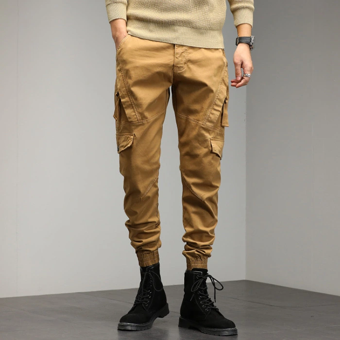 GrogeousBen  Men's Fall Fashion Cargo Pants Mens Patchwork Solid Color Slim Harem Trousers For Men Casual Pants