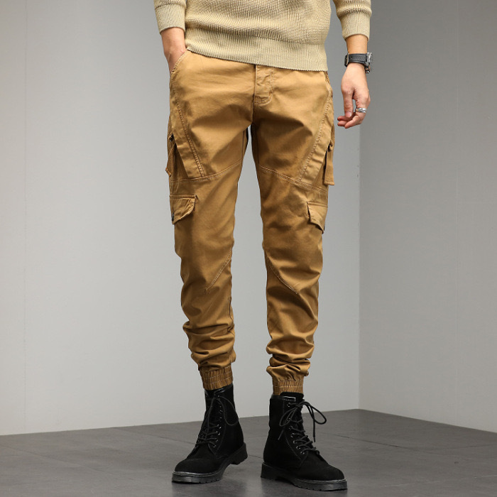 GrogeousBen  Men's Fall Fashion Cargo Pants Mens Patchwork Solid Color Slim Harem Trousers For Men Casual Pants