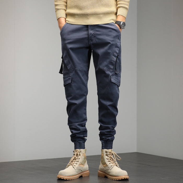 GrogeousBen  Men's Fall Fashion Cargo Pants Mens Patchwork Solid Color Slim Harem Trousers For Men Casual Pants