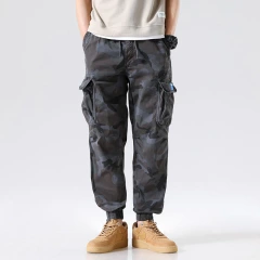 GrogeousBen  Men's Vintage streetwear mens jogger pants with side pocket casual camo cargo pants men