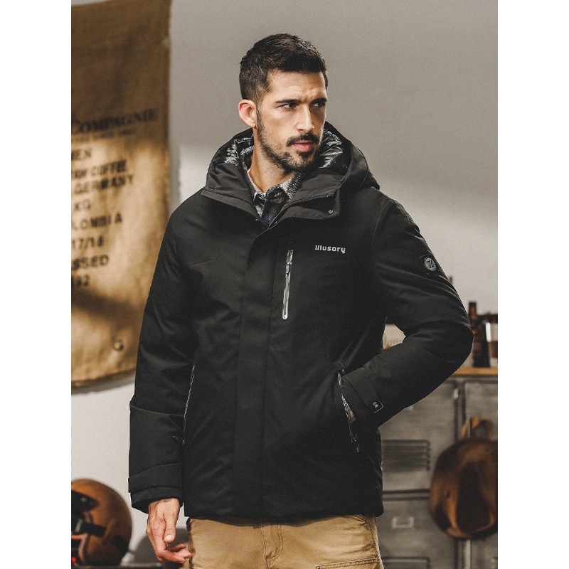 GrogeousBen  Men's Men's winter thickened American trendy new style bread coat loose duck down workwear jacket for men.