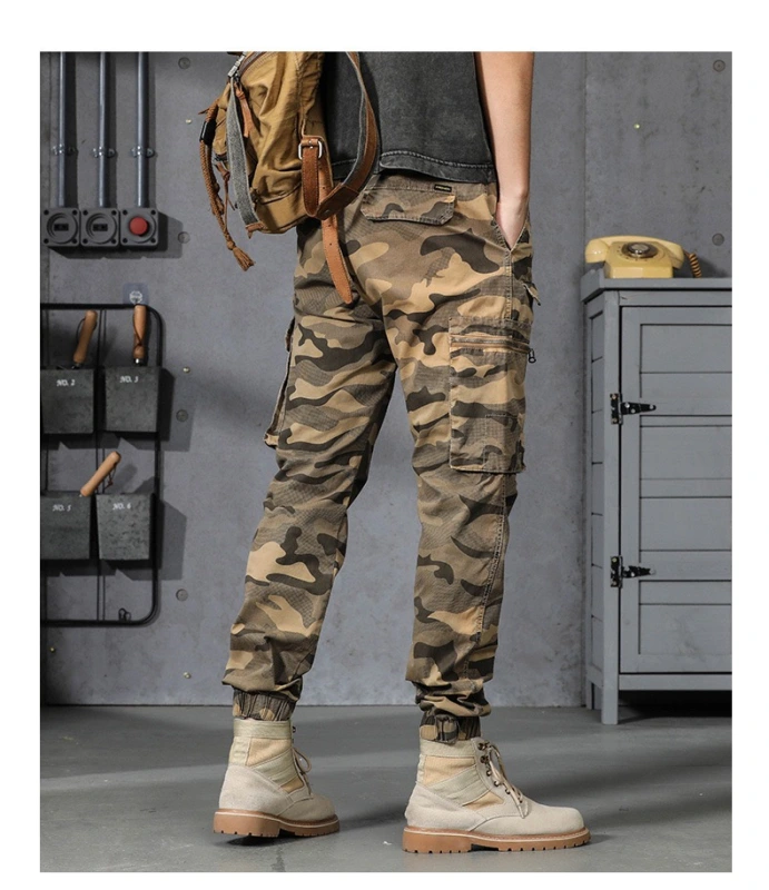 GrogeousBen  Men's New Fashion Camouflage Pants Men's High Quality Multi Bag Workwear Pants Casual Sports Pants
